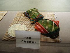 Fancy decorated zongzi in a museum display