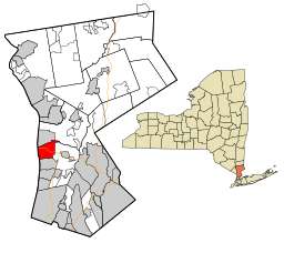 Tarrytowns läge i Westchester County och delstaten New York.