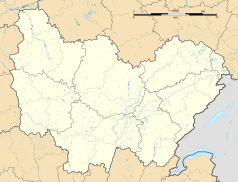 Mapa konturowa Burgundii-Franche-Comté, na dole nieco na prawo znajduje się punkt z opisem „Blois-sur-Seille”