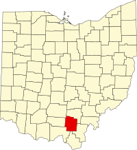 Map of Ohajo highlighting Jackson County