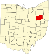 Map of Ohajo highlighting Stark County