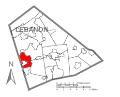 Location in Lebanon County, Pennsylvania