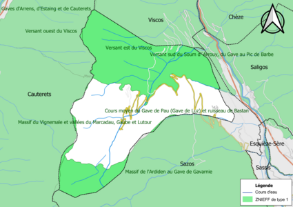 Carte des ZNIEFF de type 1 sur la commune.