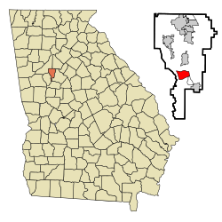 Location in Clayton County and the state of Georgia