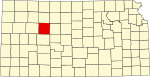 State map highlighting Trego County