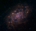 NGC 2403 in mid-infrared view, combining the 3.6, 5.8 and 8.0 μm bands of the Spitzer Space Telescope