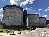 Silo's van de vroegere rioolwaterzuivering in 2020.