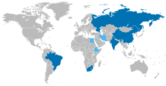 Mapa de los países BRICS