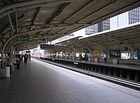 The platform level of the Ampang Line and Sri Petaling Line's Masjid Jamek station.