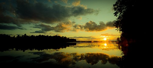 Solnedgången på Eräjärvi sjö