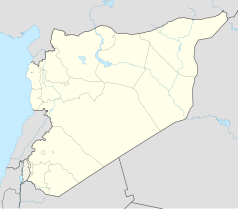 Mapa konturowa Syrii, u góry nieco na lewo znajduje się punkt z opisem „Milwiran”