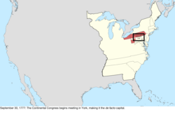 Map of the change to the United States in central North America on September 30, 1777