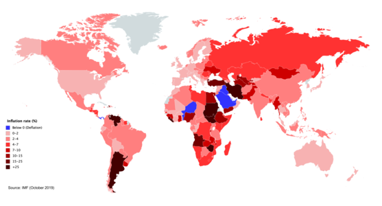 Уровень инфляции в мире за 2019 год