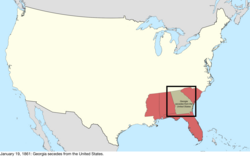 Map of the change to the international disputes involving the United States in central North America on January 19, 1861