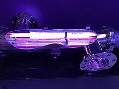 Cutaway model of UV disinfection unit