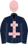 Dark blue, pink cross of lorraine, pink cap