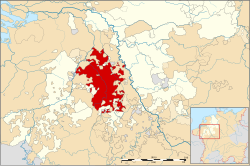 Peta Lingkar Rhein-Westfalen Hilir sekitar tahun 1560, Kadipaten Jülich ditandai dengan warna merah