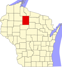 Map of Wisconsin highlighting Price County