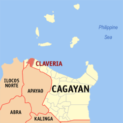 Mapa de Cagayan con Claveria resaltado