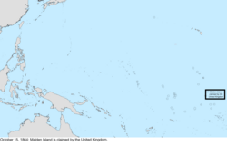 Map of the change to the United States in the Pacific Ocean on October 15, 1864