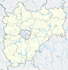 Mapa konturowa powiatu olsztyńskiego, po prawej nieco u góry znajduje się punkt z opisem „Droszewo”