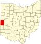 Localização do Map of Ohio highlighting Darke County