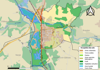 Carte des infrastructures et de l'occupation des sols de la commune en 2018 (CLC).