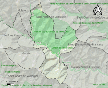 Carte des ZNIEFF de type 1 sur la commune.