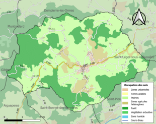 Carte en couleurs présentant l'occupation des sols.