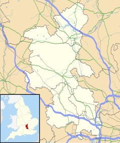 Mapa konturowa Buckinghamshire, u góry znajduje się punkt z opisem „Stadium MK”