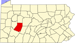 Map of Pennsylvania highlighting Indiana County