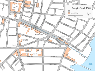 Map of the Prangin Canal and its surrounding areas, c. 1960.