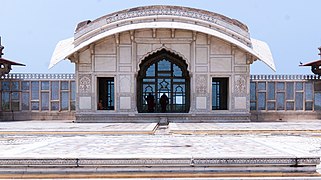 The Naulakha Pavilion at the Lahore Fort in Pakistan displays the distinct Bengali Do-chala style roof.[20]