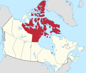 Localização do território de Nunavut no Canadá