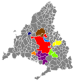 Submetropolitan areas inside Madrid metropolitan area.