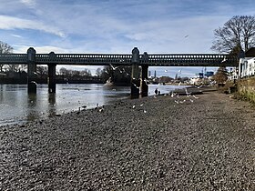 Kew Railway Bridge (Grade II listed), looking West along Strand-on-the-Green