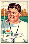 Bowman playing card showing a stylized portrait of Ronzani