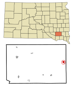 Location in Hutchinson County and the state of South Dakota