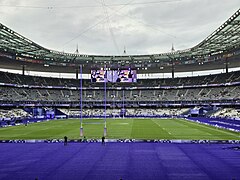 Le Stade de France sous les couleurs des Jeux olympiques d'été de 2024 pour l'épreuve du rugby à sept.