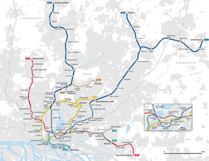 Liniennetz der U-Bahn Hamburg