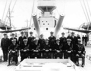 USS Rochester (CA-2), ex-USS New York (ACR-2), forward 8"/45 Mark 12 turret in 1932.