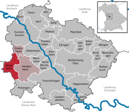 Läget för Westheim i Landkreis Weißenburg-Gunzenhausen