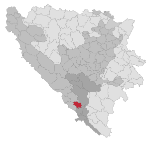 Lage der Gemeinde Čitluk in Bosnien und Herzegowina (anklickbare Karte)