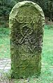 German forest boundary stone set up in 1754; it marks one end of a line of 65 boundary stones between the Hanoverian state forest and the woods held in common by local villages. The border was marked in 1750 by order of George II of Great Britain who was also Elector of Hanover at that time.