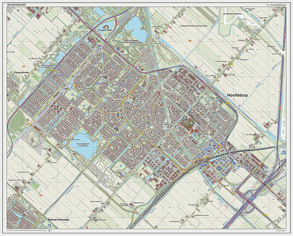 Topografische kaart van Hoofddorp, per september 2014