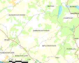 Mapa obce Dammarie-en-Puisaye