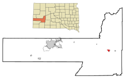 Location in Pennington County and the state of South Dakota