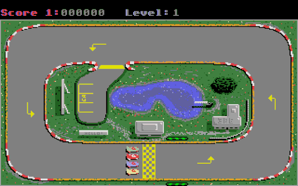 Turbo GT Circuit from 1986, showing typical 2D graphics of the era.