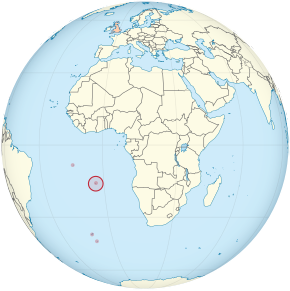 Location of Saint Helena in the southern Atlantic Ocean