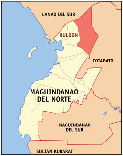 Mapa de Maguindánao del Norte con Buldon resaltado